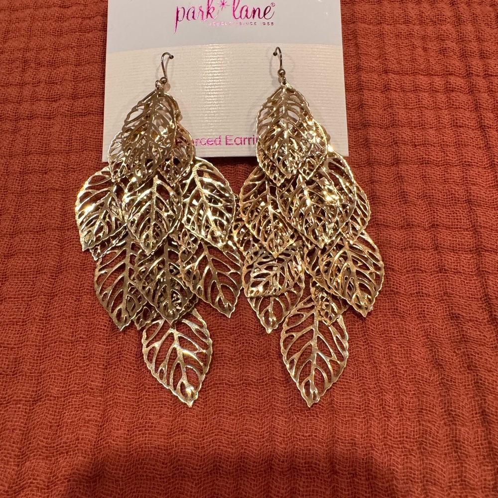 Park Lane Shimmering Gold Leaf Earrings